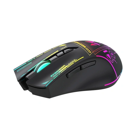 Mysz bezprzewodowa Wozinsky WMGB-3200 gamingowa optyczna z wbudowanym akumulatorem 3200 DPI z oświetleniem RGB - czarna