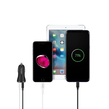 SPIGEN F27QC ŁADOWARKA SAMOCHODOWA QC3.0 DO TELEFONÓW 2-PORTOWA WYSOKA MOC