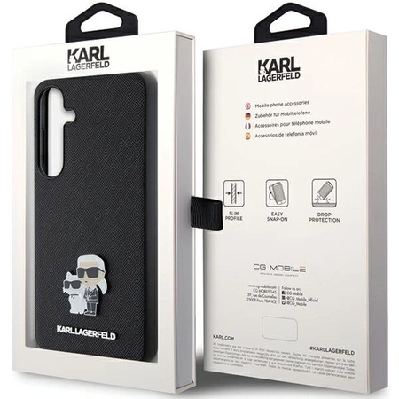 Etui Karl Lagerfeld Saffiano Karl&Choupette Metal Pin na Samsung Galaxy S24 - czarne