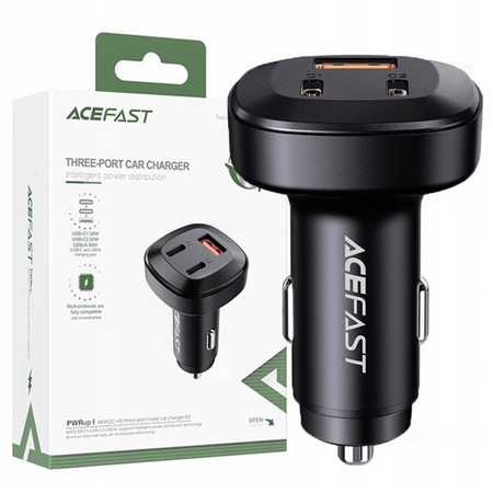 Acefast ładowarka samochodowa 66W 2x USB Typ C / USB, PPS, Power Delivery, Quick Charge 4.0, AFC, FCP, SCP czarny (B3 black)