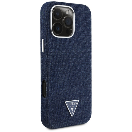 GUESS ETUI TPU DO IPHONE 16 PRO DO MAGSAFE DENIM TRIANGLE LOGO WYTRZYMAŁE