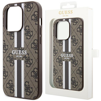 Etui Guess GUHMN61P4RPSW na iPhone 11 / Xr - brązowe 4G Printed Stripes MagSafe