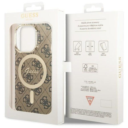 Etui Guess GUHMP14LH4STW na iPhone 14 Pro - brązowe 4G MagSafe