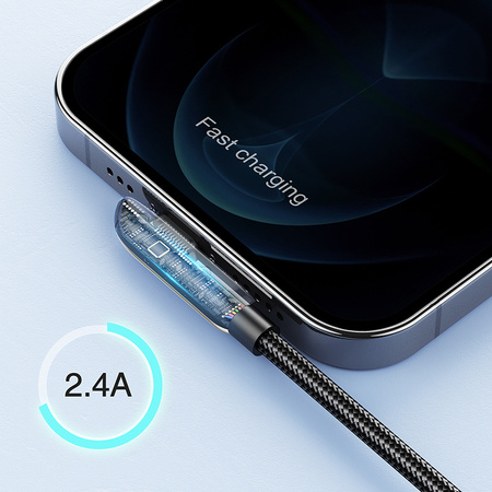 Joyroom gamingowy kabel USB - Lightning do ładowania / transmisji danych 2,4A 1,2m srebrny (S-1230K3)