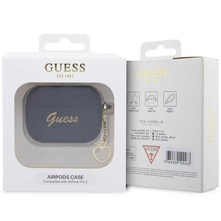 Etui Guess GUAP2LSCHSK na AirPods Pro 2 cover - czarne Silicone Charm Heart Collection