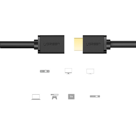 Ugreen kabel przewód adapter przejściówka przedłużacz HDMI (żeński) - HDMI (męski) 4K 10,2 Gbps 340 Mhz audio ethernet 0,5 m czarny (HD107 10140)