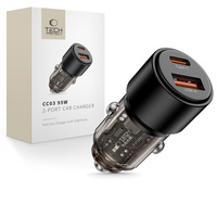 TECH-PROTECT CC03 ŁADOWARKA SAMOCHODOWA 2-PORTOWA PD95W QC3.0 DO TELEFONÓW