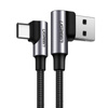 Ugreen kątowy kabel przewód USB - USB Typ C Quick Charge 3.0 QC3.0 3 A 1 m szary (US176 20856)