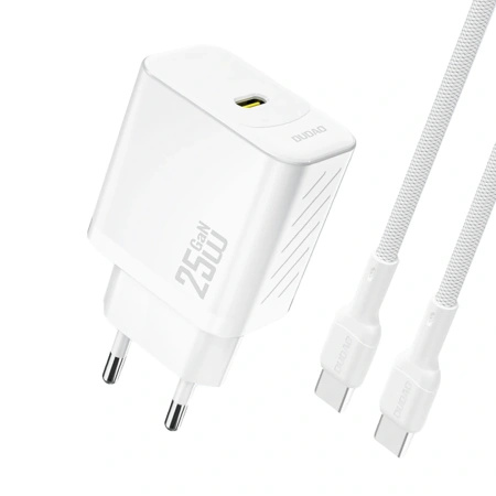 Ładowarka sieciowa Dudao A27CEU PD 25W GaN SB-C z kablem USB-C - biała