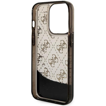 Etui Guess GUHCP14LLC4PSGK na iPhone 14 Pro - czarne Liquid Glitter 4G Transculent