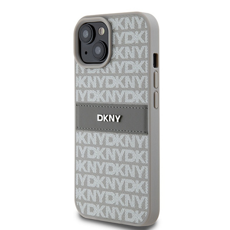 DKNY CASE DO IPHONE 15 PLUS 14 PLUS Z LOGO MONO STRIPE I METALOWYM AKCENTEM