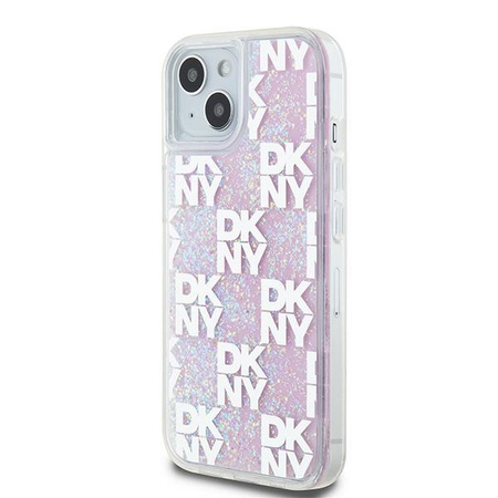 DKNY ETUI HARDCASE DO IPHONE 15 14 13 6.1 LIQUID GLITTER MULTILOGO DESIGN