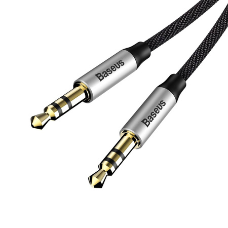 Baseus Yiven M30 kabel audio stereo AUX 3,5 mm męski mini jack 1,5m srebrno-czarny (CAM30-CS1)