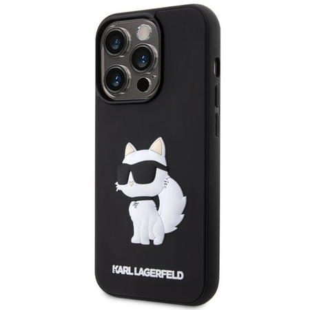 Etui Karl Lagerfeld KLHCP14X3DRKHNK na iPhone 14 Pro Max 6.7" - czarne Rubber Choupette 3D
