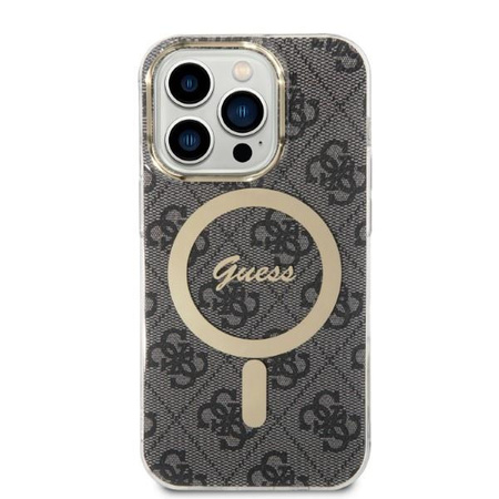Guess zestaw ładowarka MagSafe + etui do iPhone 14 Pro Max 6,7" czarne 4G Print (GUBPP14XH4EACSK)