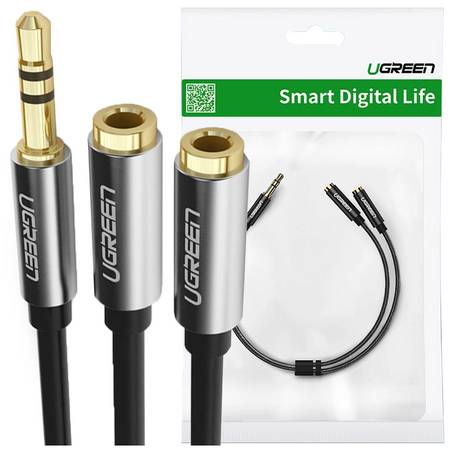 Kabel słuchawkowy Ugreen AV123 minijack 3.5 mm (męski) - 2x minijack 3.5mm (żeński) - czarny