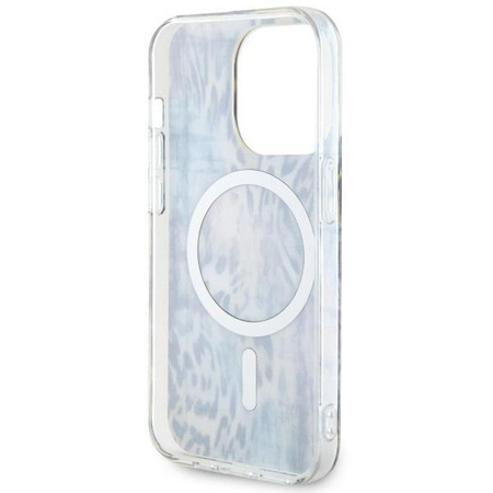 Etui Guess GUHMP14XHLEOPWB na iPhone 14 Pro Max 6.7" - niebieskie Leopard MagSafe