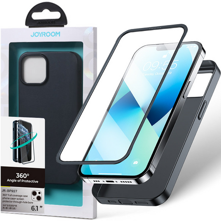 Joyroom 360 Full Case etui pokrowiec do iPhone 13 Pro Max obudowa na tył i przód + szkło hartowane czarny (JR-BP928 black)