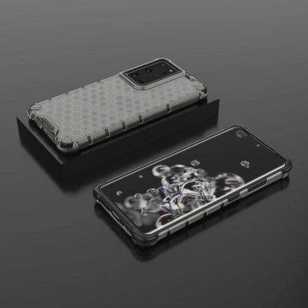 HURTEL ETUI PANCERNE DO SAMSUNG GALAXY S22 ULTRA HONEYCOMB Z ŻELOWĄ RAMKĄ