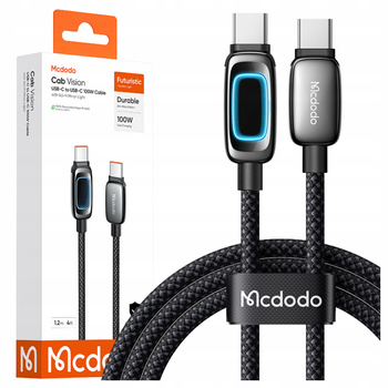 MCDODO KABEL USB-C USB-C SZYBKIE ŁADOWANIE USB TYP C PD 100W 1M CZARNY
