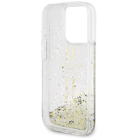 Etui Guess Liquid Glitter Gold Stripes na iPhone 15 Pro Max - przezroczyste