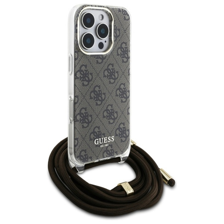 GUESS POKROWIEC DO IPHONE 16 PRO 6.3 Z CORD CROSSBODY HARDCASE PRINT