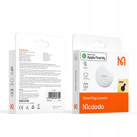 MCDODO MINI LOKALIZATOR GPS DO AUTA ROWERU KLUCZY DLA DZIECKA KOTA PSA TAG