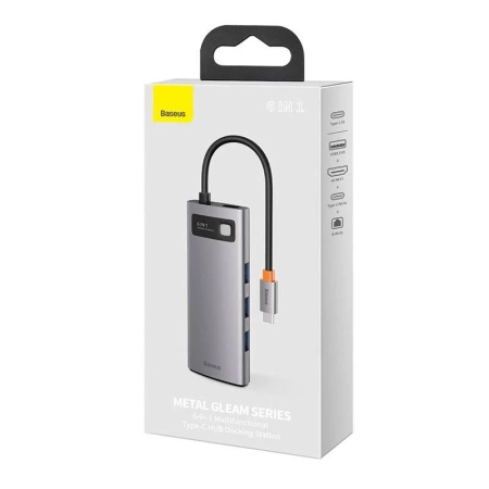 BASEUS HUB 6W1 PRZEJŚCIÓWKA USB-C DO MACBOOKA 3X USB 3.0 HDMI PD ETHERNET