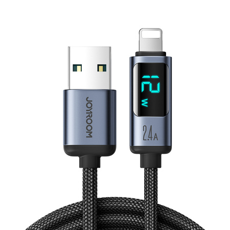 Kabel Lightning - USB A 2.4A 1.2m z wyświetlaczem LED Joyroom S-AL012A16 - czarny