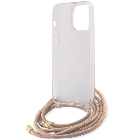 Etui Guess Crossbody Cord 4G Print na iPhone 15 Pro - różowe
