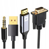 CO2 KABEL VGA - HDMI PRZEJŚCIÓWKA KONWERTER ADAPTER AUDIO FULL HD 60HZ 1M