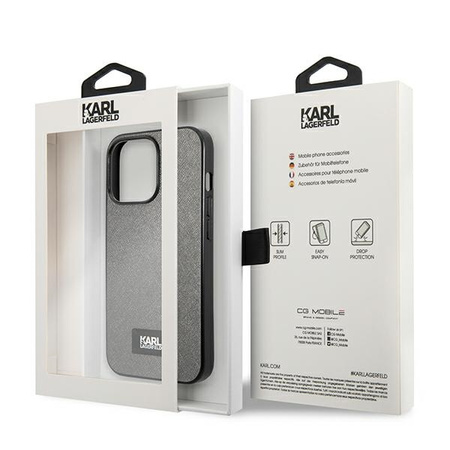 KARL LAGERFELD KLHCP13LSFMP2DG ETUI DO IPHONE 13 6,1 SAFFIANO PLAQUE Z LOGO