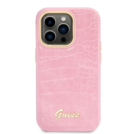 Guess GUHCP14LHGCRHP iPhone 14 Pro 6,1" różowy/pink hardcase Croco Collection