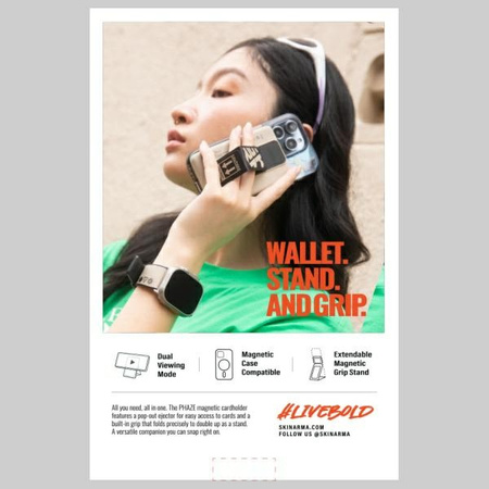 Portfel Skinarma Mirage Spunk Wallet     Magnetic Grip Stand zielony