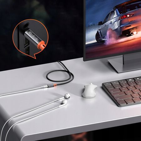 MCDODO KABEL PRZEDŁUŻACZ AUDIO AUX MINI JACK 3,5MM WZMOCIONY W OPLOCIE 1M