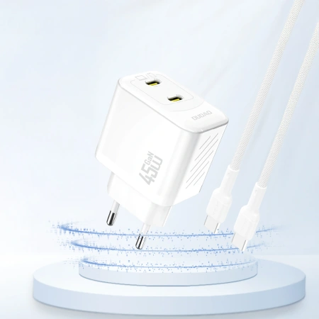 Ładowarka sieciowa Dudao A28PEU PD 45W GaN 2xUSB - biała