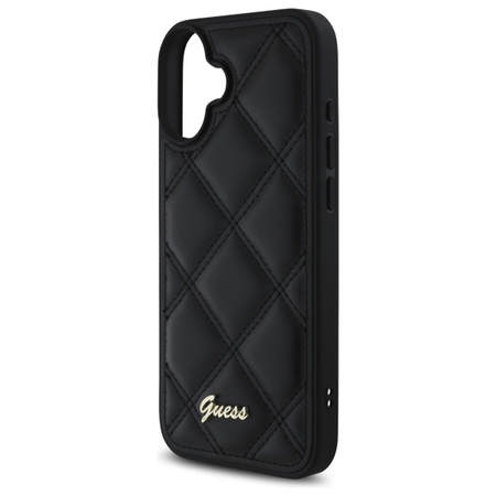 GUESS ETUI CASE HARDCASE DO IPHONE 16 61 CZARNY QUILTED METAL LOGO