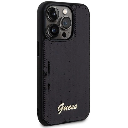 Etui Guess Sequin Script Metal na iPhone 13 Pro / 13 - czarne