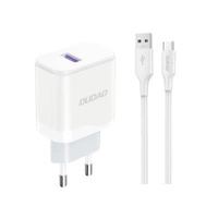 Ładowarka sieciowa Dudao A20EU USB-A 18W - biała + kabel USB-A - USB-C