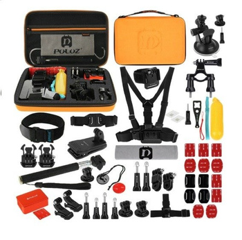 PULUZ ZESTAW AKCESORIÓW DO KAMER SPORTOWYCH GOPRO SJ CAM XIAOMI 53 ELEMENTY