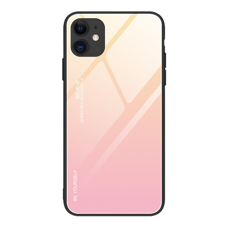 Gradient Glass etui pokrowiec nakładka ze szkła hartowanego iPhone 12 mini różowy