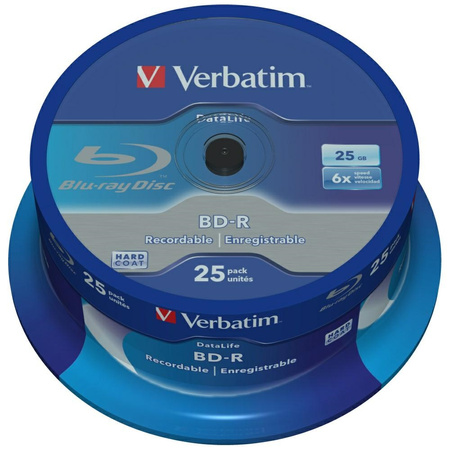 VERBATIM PŁYTA BD-R DATALIFE 25GB 6X DO PRZECHOWYWANIA DANYCH WYSOKIEJ