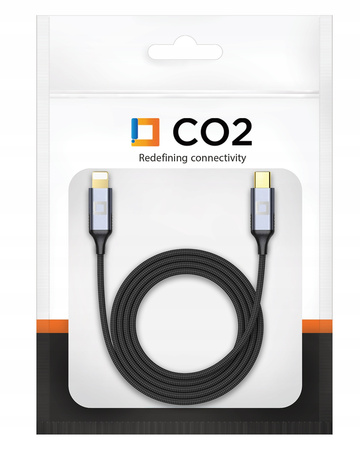CO2 ŁADOWARKA KABEL USB-C LIGHTNING SZYBKIE ŁADOWANIE DO IPHONE 12 13 14 2M