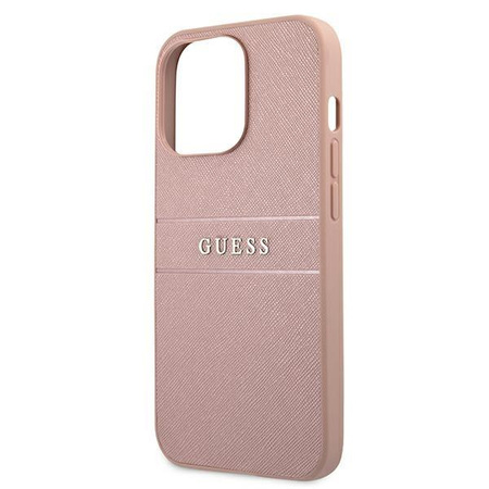 Etui Guess GUHCP13XPSASBPI na iPhone 13 Pro Max - różowe Saffiano Stripe