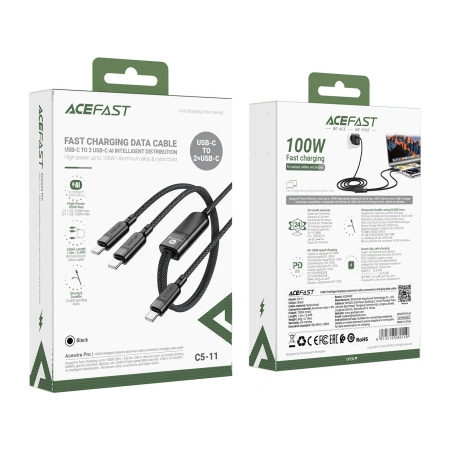 ACEFAST KABEL USB-C DO USB-C 100W 480MB/S DO ŁADOWANIA TELEFONÓW I LAPTOPÓW