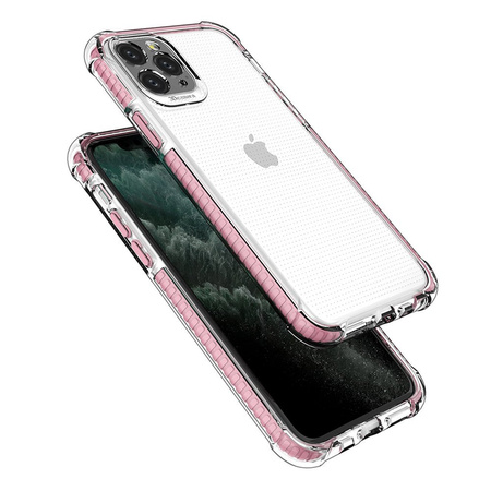 Spring Armor żelowy elastyczny pancerny pokrowiec z kolorową ramką do iPhone 12 mini różowy