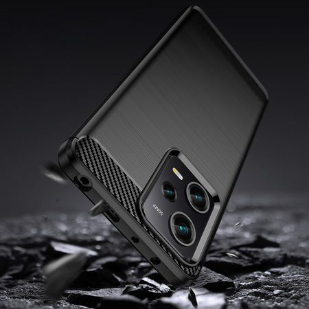 Carbon Case etui Xiaomi Poco X5 Pro 5G elastyczny silikonowy karbonowy pokrowiec czarne