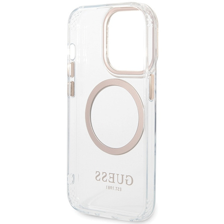 Guess GUHMP15XHTRMD iPhone 15 Pro Max6.7 złoty/gold hard case Metal Outline Magsafe