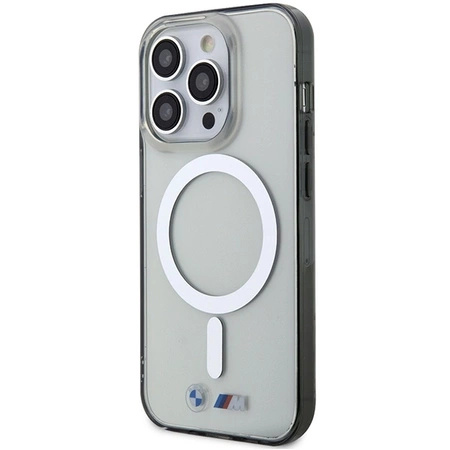 Etui BMW Silver Ring MagSafe na iPhone 15 Pro - przezroczyste