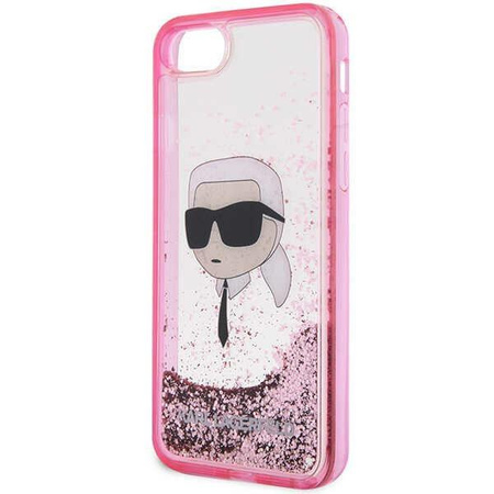Etui Karl Lagerfeld KLHCI8LNKHCP na iPhone 7/8/ SE 2020 / SE 2022 - różowe Glitter Karl Head